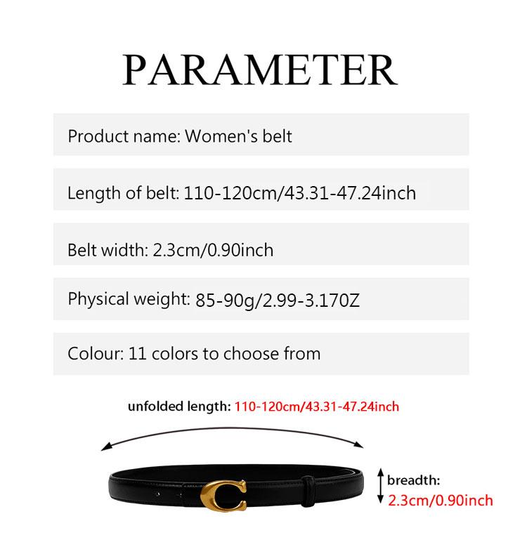 Women's C-Type Buckle Belt, Classic, Adjustable Waistband for Jeans and Formal Pants, Essential Wardrobe Item