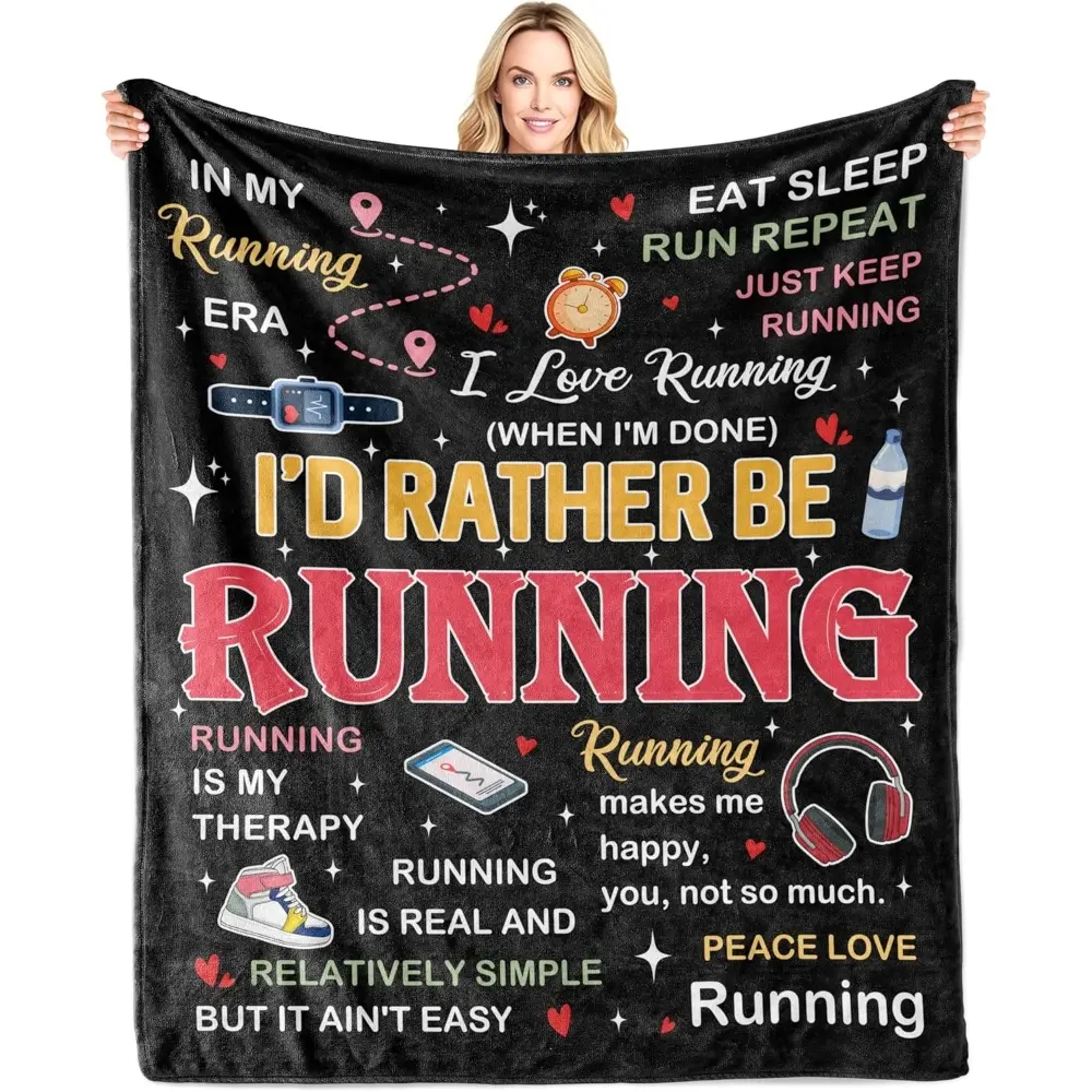 1PC Gifts for Runners Women/Men Blanket, Cross Country Gifts, Marathon Runner Gifts, Cool Running Accessories Throw, Track and Field Gifts