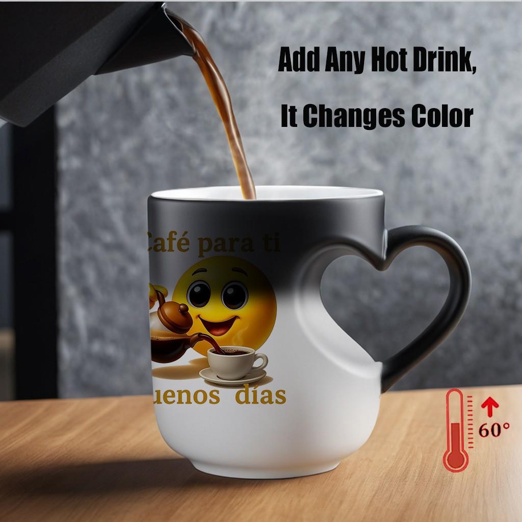 Thermosensitive Ceramic Mug, Funny Mug, Magic Color-Changing Heart-Handle Design, 11oz/330ML Capacity, Perfect Coffee Lover Gift, Ideal for Daily Use & Special Occasions, Ceramic Drinkware
