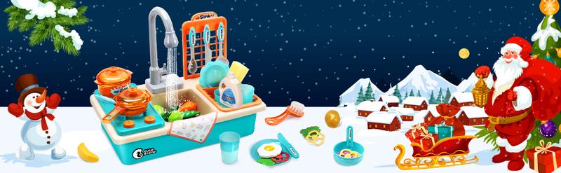 Play Kitchen Sink Toy, Green Electric Dishwasher Playing Toy with Running Water,Play Food & Tableware Accessories, Kitchen Set Toys, Role Play Sink Set