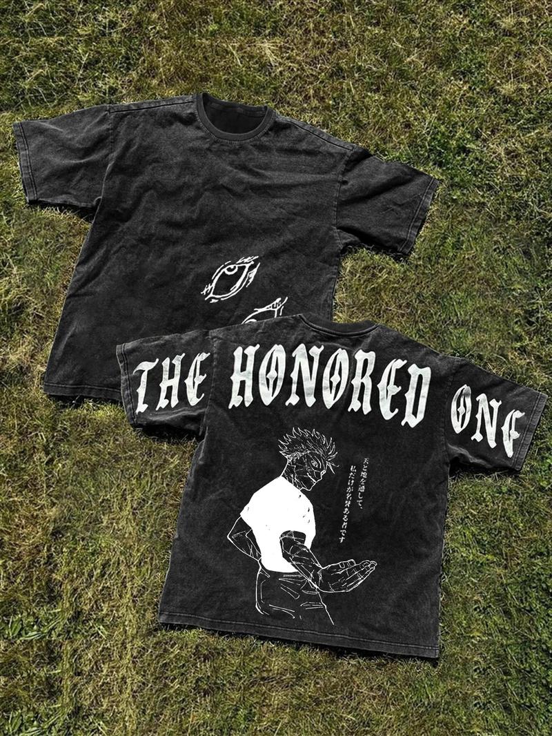 Unisex's Anime Character Print Round Neck Graphic Tee, Regular Fit Casual Street Short Sleeve T-Shirt for Daily Wear, Unisex Top for All Seasons, Man