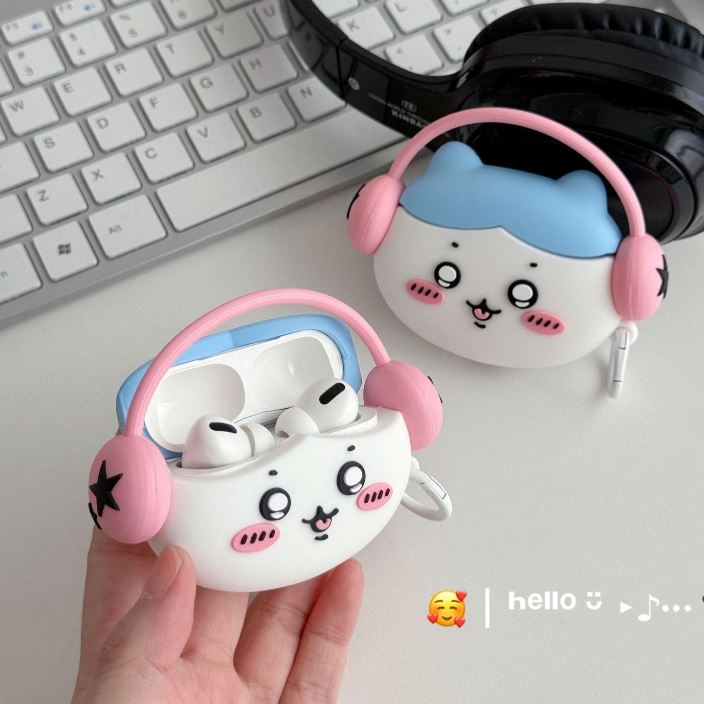 1 piece headphone hachiware headphone case,Cute wireless Bluetooth earphone case, drop resistant, durable and stylish accessory, suitable for AirPods pro3/1/2/3/4/pro/pro2(Different models may have different shapes), Impact Resistant, Protection