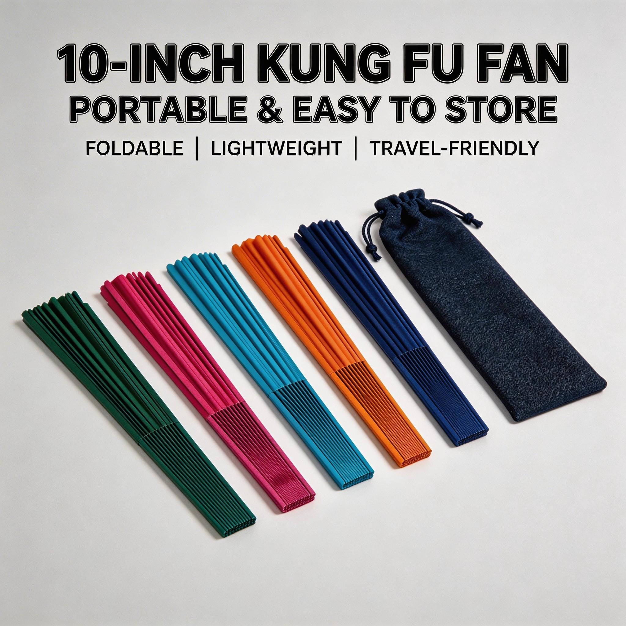 2 Pcs Colorful Kung Fu Sound Fans, 10 Inch Chinese Dance Plastic Fan, Martial Arts Performance Tai Chi Dual-Sided Folding Fan