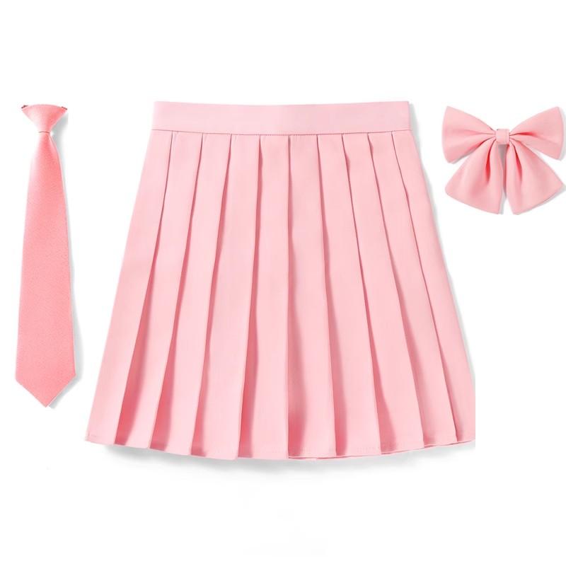 2025 Preppy Style Pleated Skirt Woman High Waist A-Line School Skater Mini Skirt Girl JK Uniform Skirt With Match Necktie Bowtie
