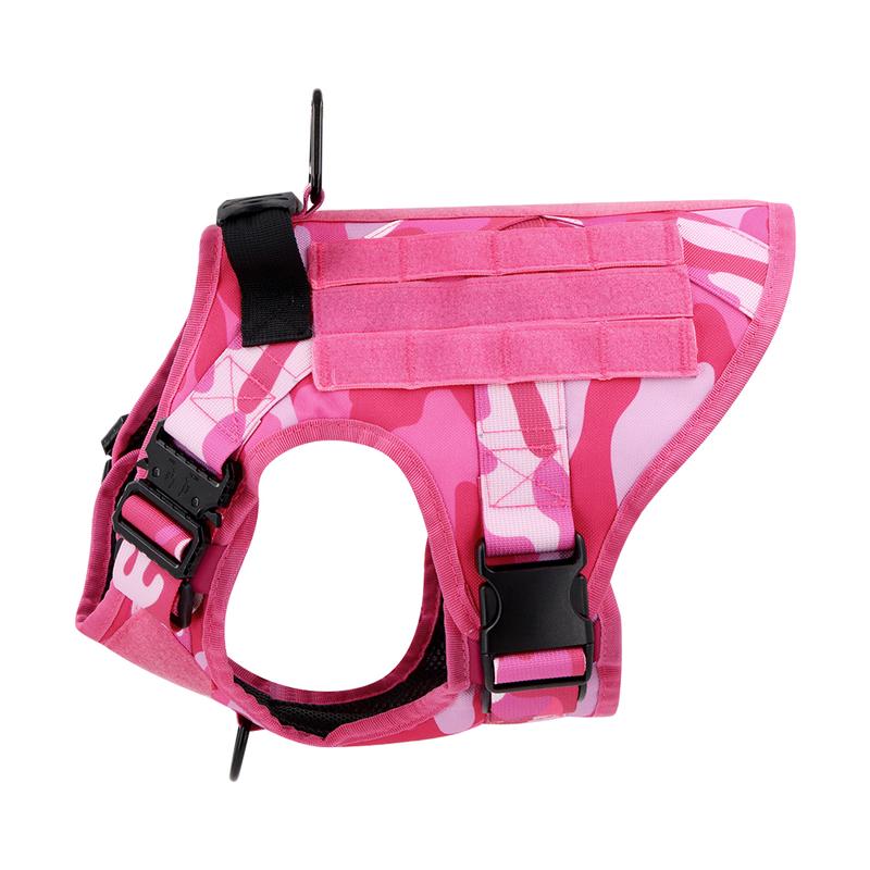 Pink Camo Tactical Dog Harness for Small Medium Large Dogs No Pull Adjustable K9 Working Training Easy Control Pet Vest Military Service Harnesses