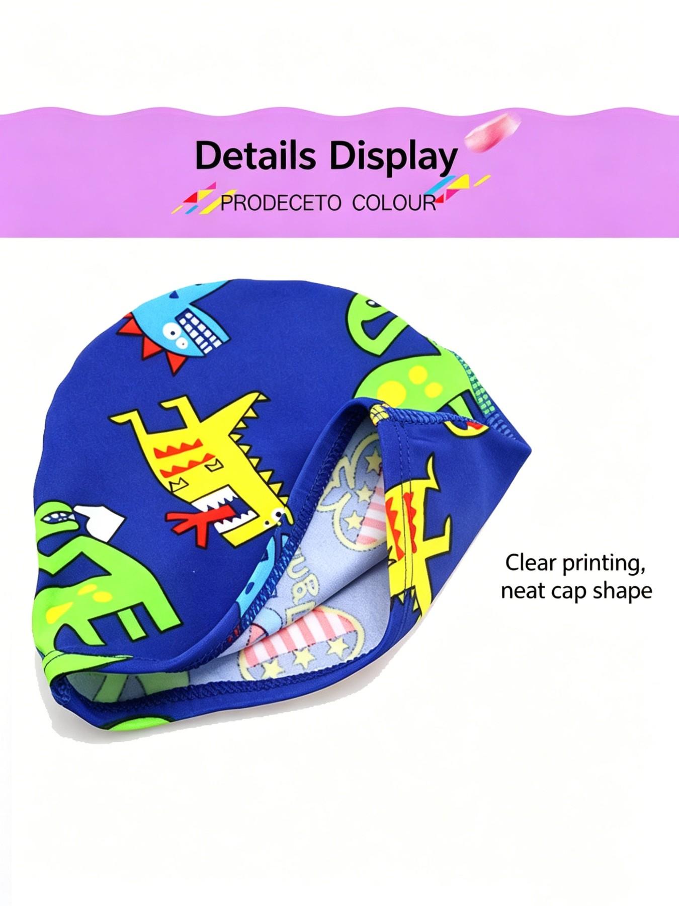 Kids Swimming Hat Digital Print High-Quality Fabric, Cartoon Design for Boys and Girls, Baby Swim Cap, Comfortable and Stylish