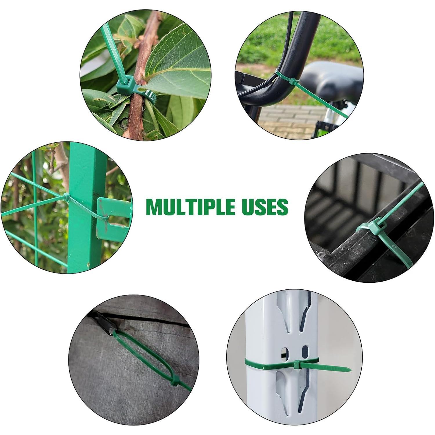 Zip Ties Assorted Sizes 4+6+8+10+12-Inch,600PCS Green Zip Ties,Multi-Purpose Self-Locking Nylon  Tie,Wire Tie  for ,Garden Trellis,Office,Garage and Workshop.