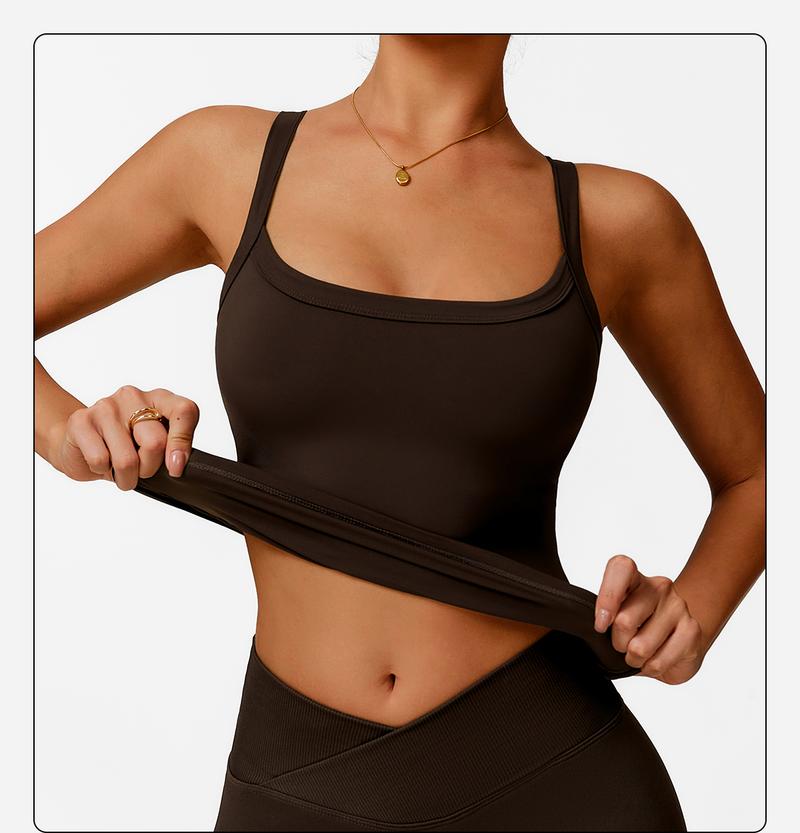 2025 Summer Women's Yoga Tank Top - Racerback Sleeveless Workout Shirt with Built-in Bra | 4-Way Stretch, Quick Dry & Breathable for Hot Yoga, Gym | TikTok Viral Fitness Apparel