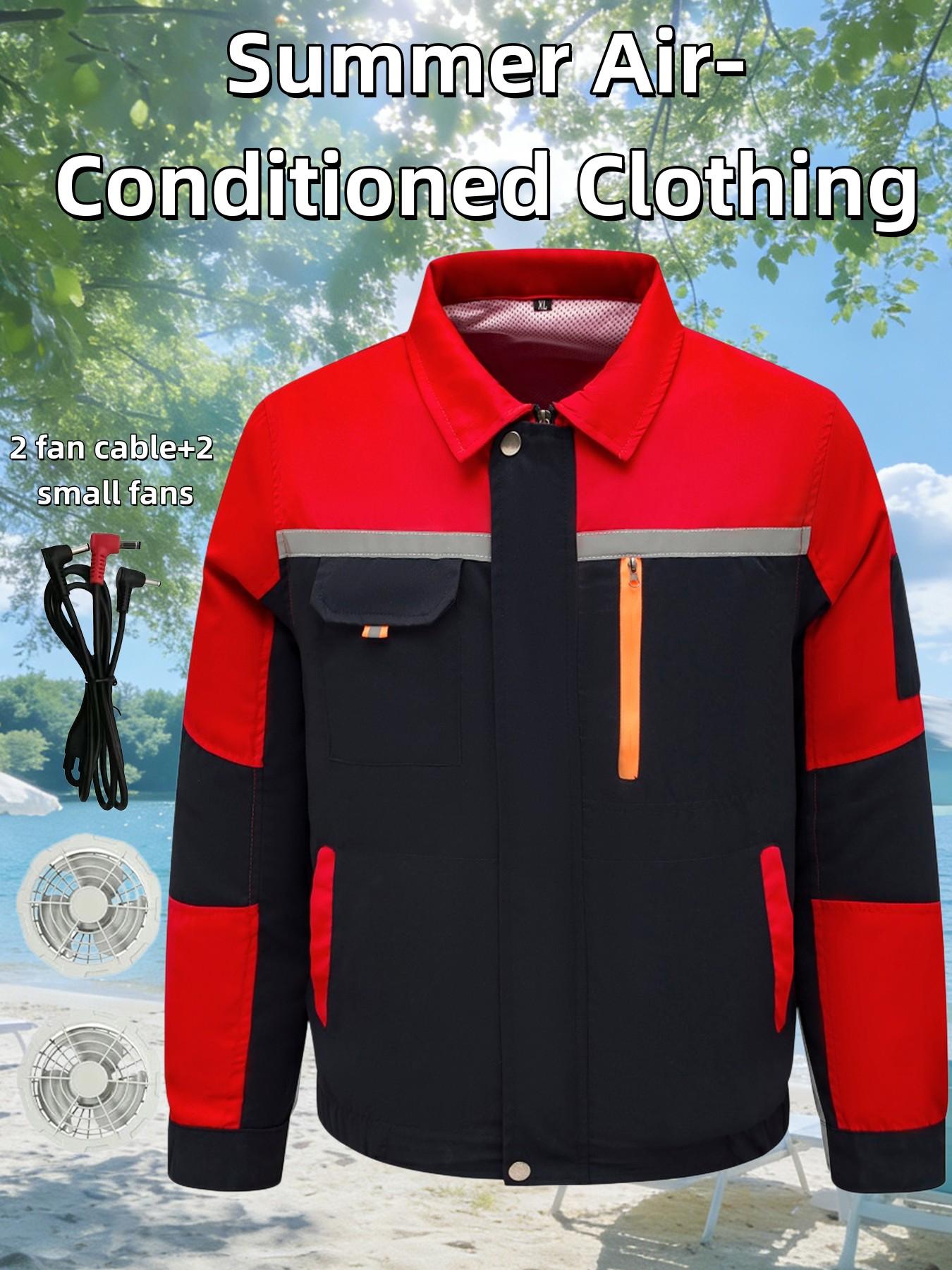 Men's Summer Cooling Shirt Set with Dual Fans, Quick Cool Down for Outdoor Work, Ideal for High-Temperature Scenes, All-Day Comfort