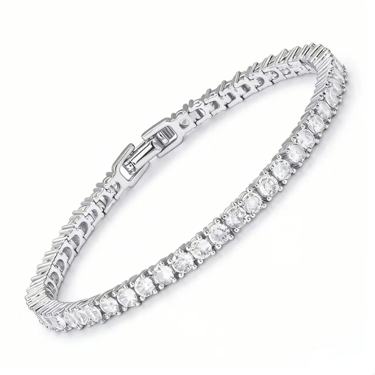 14K Gold Plated 3mm Cubic Zirconia Classic Tennis Bracelet | Luxurious 7Inch Shiny CZ Bangle Stackable Couple Bracelet Party, Proms, Music Festivals, And Holiday Wear Accessories