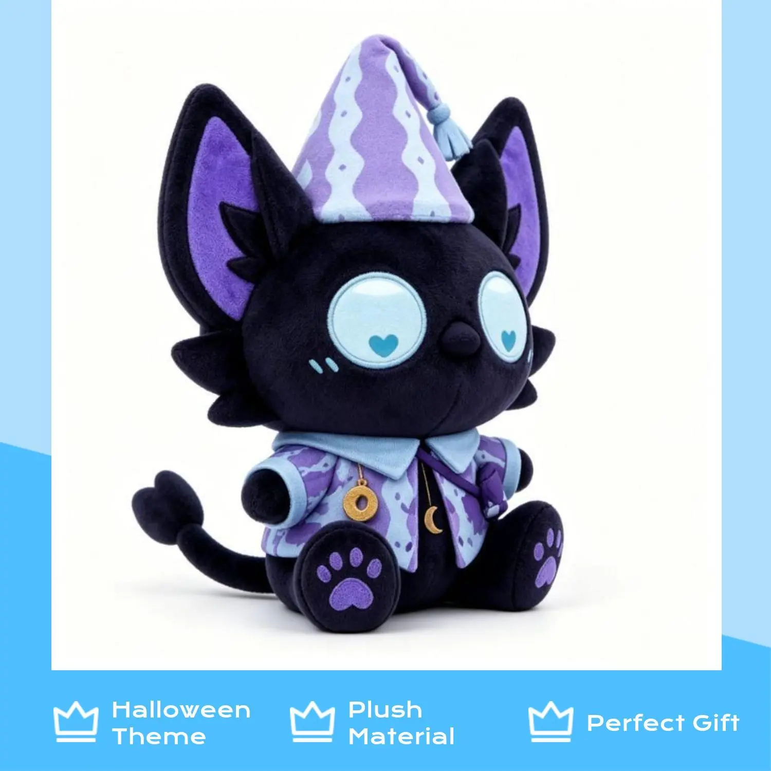 New "Egg Party" game merchandise Moon Sleep Little Black Cat Halloween Plush Doll Toy Doll Holiday Gift