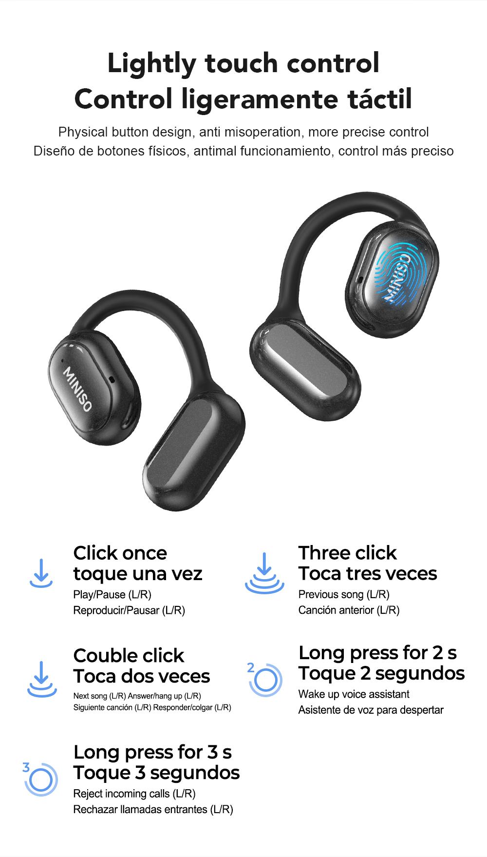 MINISO X30 AI translation earphones OWS Bluetooth earphones IPX5 waterproof 35 hours play time HIFI sound quality OWS earphones immersive high-quality sound effects long-distance connection earphones with charging box built-in microphone