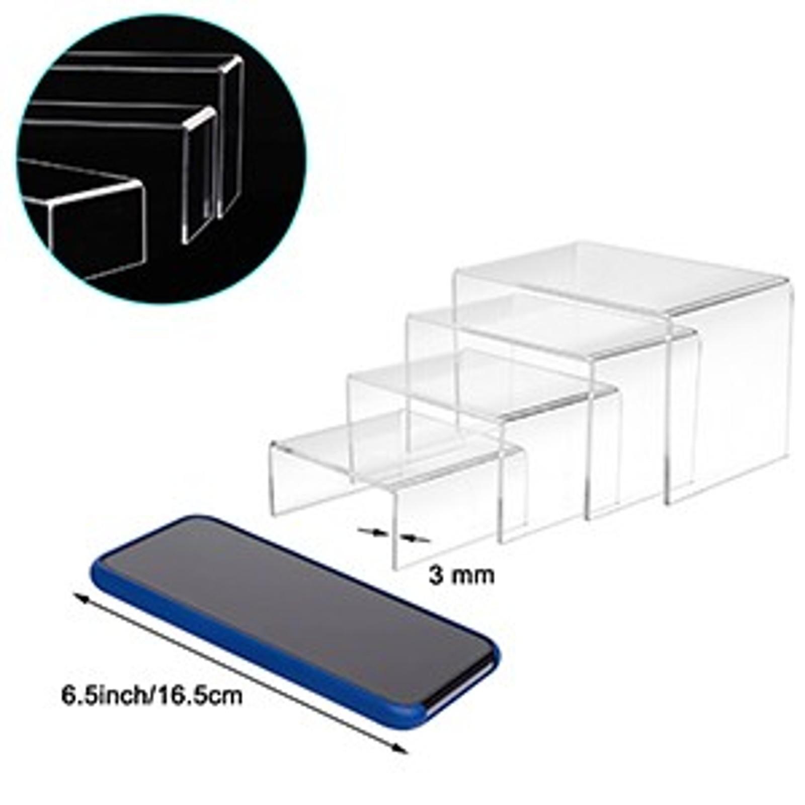 8Pcs Clear Acrylic Display Risers (6", 5", 4", 3") Transparent Product Stand, Cupcake Holder Dessert Display Showcase Stands, Candy Bar Risers, Acrylic Lifts Display for Figures
