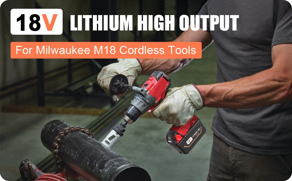 KUNLUN 6.5Ah 18V Replacement Battery for Milwaukee ∧∧-18 Battery, Lithium Battery Compatible with Milwaukee ∧∧-18 18V 48-11-1815, 48-11-1820, 48-11-1840, 48-11-1850, 48-11-1860 Cordless Power Tools Batteries Drill Battery Pack