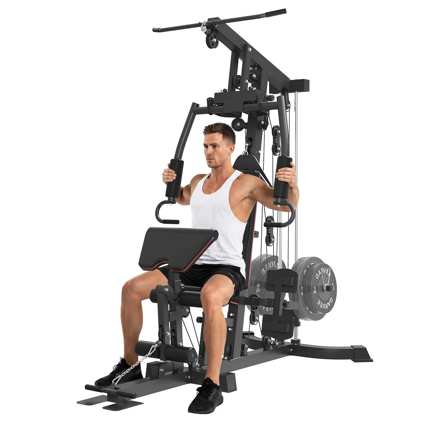100 LBS Home Gym Machine, All-in-One Full Body Strength Trainer with Lat Pulldown, Chest Press & Leg Extension, 35+ Exercises for Garage