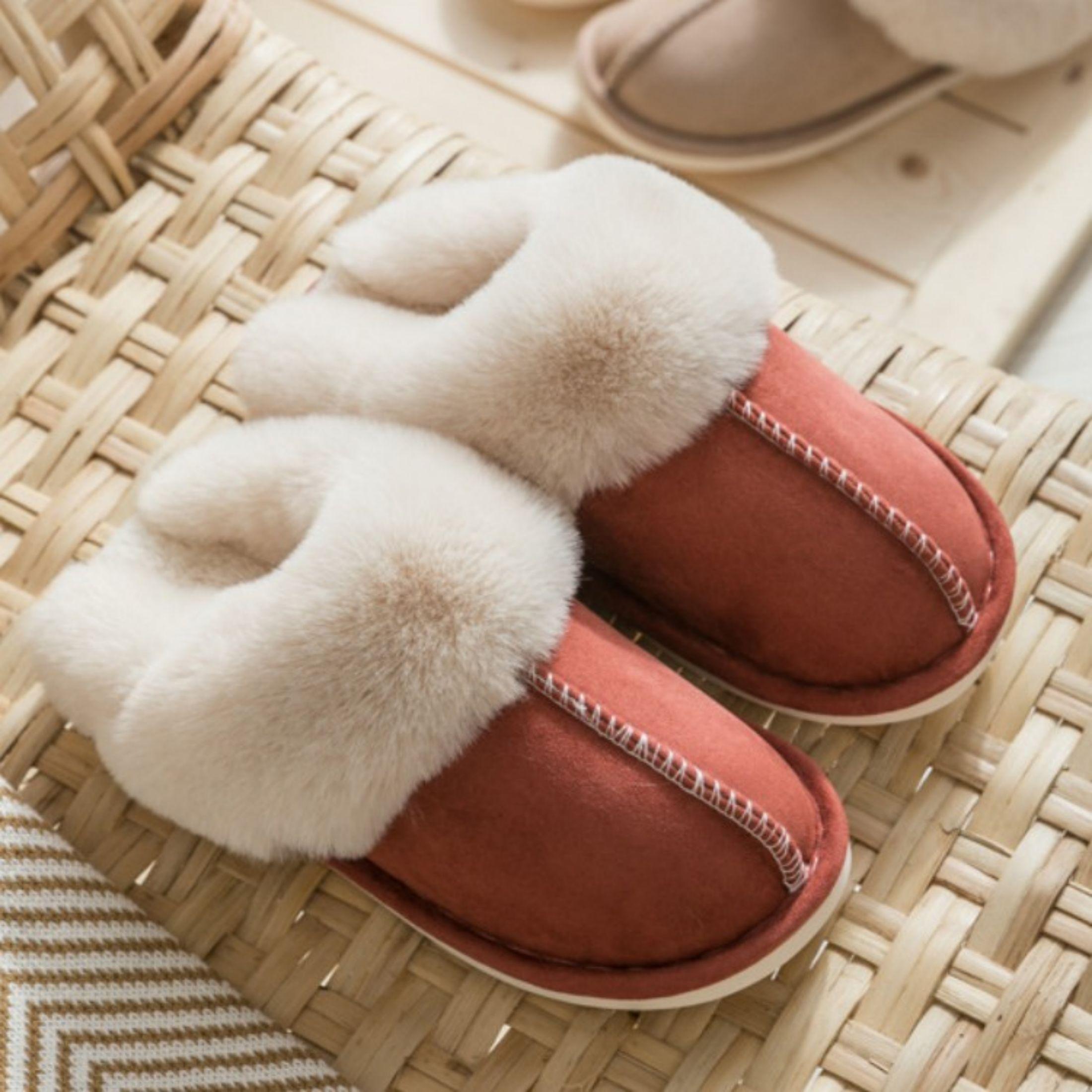 Winter  House Slip Resistant Slippers  Plush Faux  Fluffy Flats Slippers Warm Slide Shoes for Women Springfresh