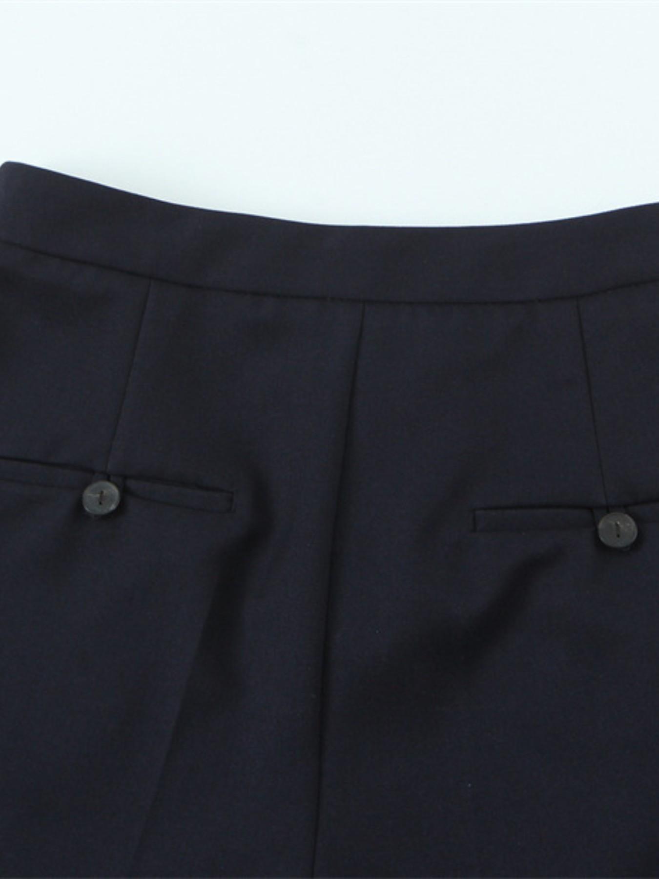 Women's Office Commute Button Zipper Closure Solid Color Patchwork Fitted Straight Leg Pants, Casual Business Wear, Comfortable and Stylish