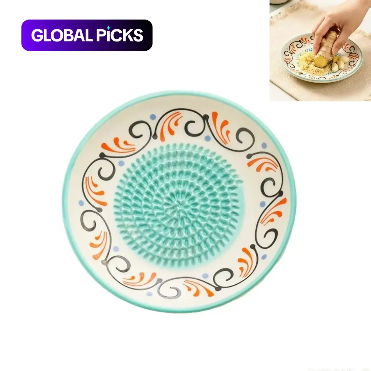 Ceramic Garlic Grinder Set, Tomato Slicer Bowl, Ginger Olive Oil Dipper, Herb Peeler, Peel Brush, Kitchen Tools, Kitchen Cooking Accessories, Kitchenware, Kitchen Supplies, Gift Idea #GLOBAL PICKS