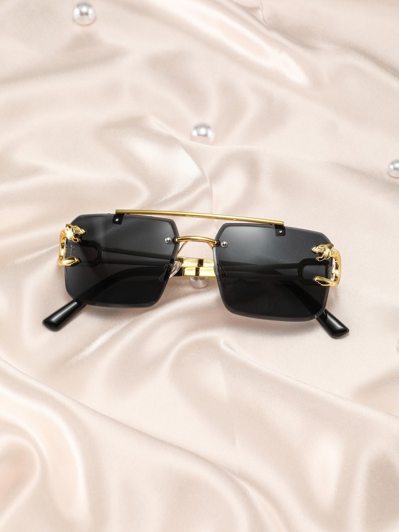 Women's New Frameless Leopard Head Decorative Glasses, Vintage Fashion Eyewear, Perfect Gift for Halloween Christmas Easter Valentine's Day, Rimless Shades