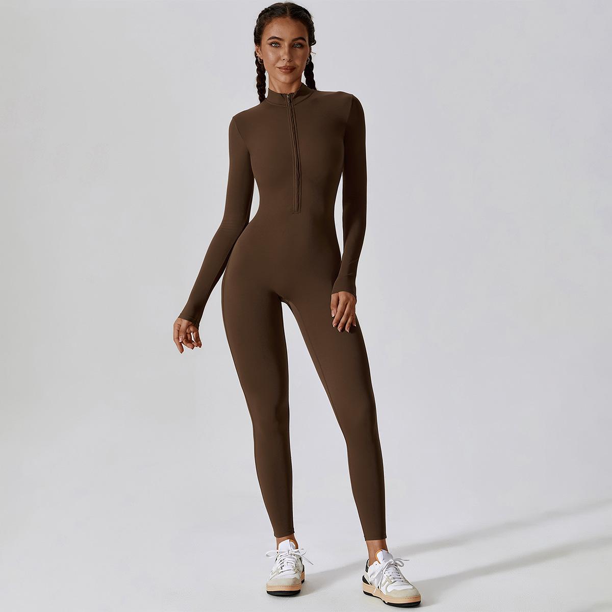 MASKERT Women's Long Sleeved Tummy Control Jumpsuit Comfortable Skin Friendly Stretchable Activewear for Workout Gym SpringStatements