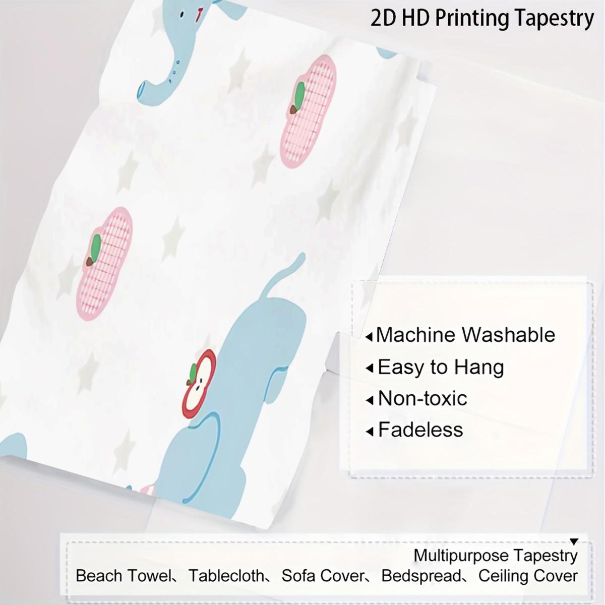 1 Fresh and Cute Cartoon Elephant Print Tapestry, Suitable for Bedroom, Living Room, and Dorm Room Wall Decor a Gift Loved by Children and Teenagers