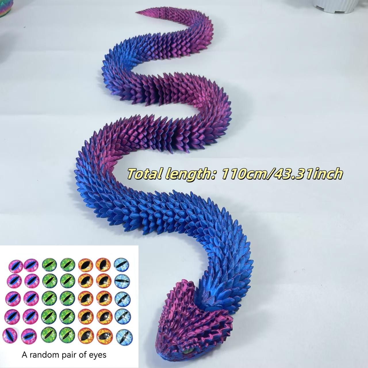 3D Printed Python Model 110cm/43.31inch, Creative Snake Decoration with Realistic Eyes, Home Decor, Creative Modern Decoration, Indoor Outdoor Use, Lifelike Design, Interior Decoration Accessories