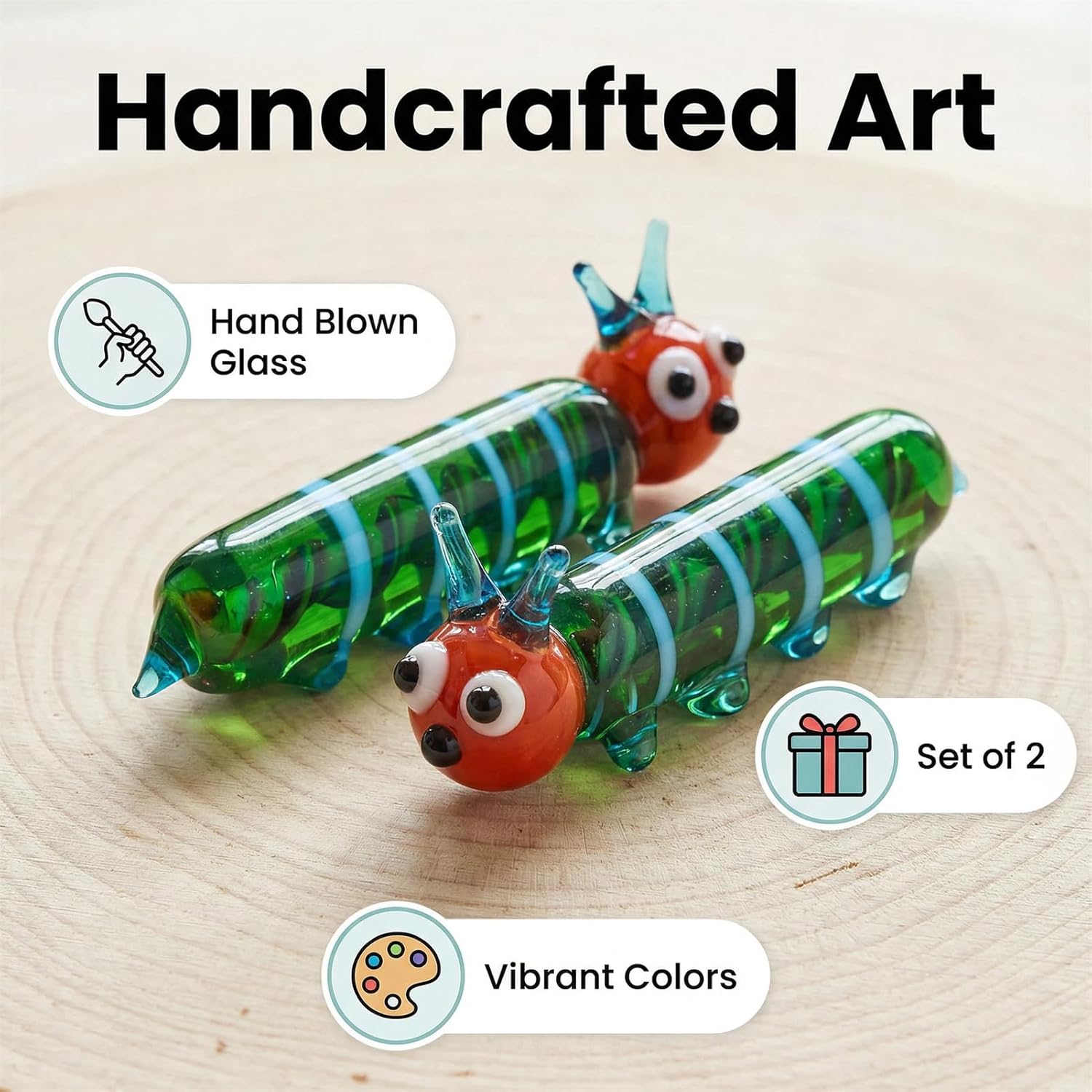 Hand Blown Glass  Figures, Blown Glass Art  Figure for Collectible,  Office Desk Tabletop Decorations, Set of 2