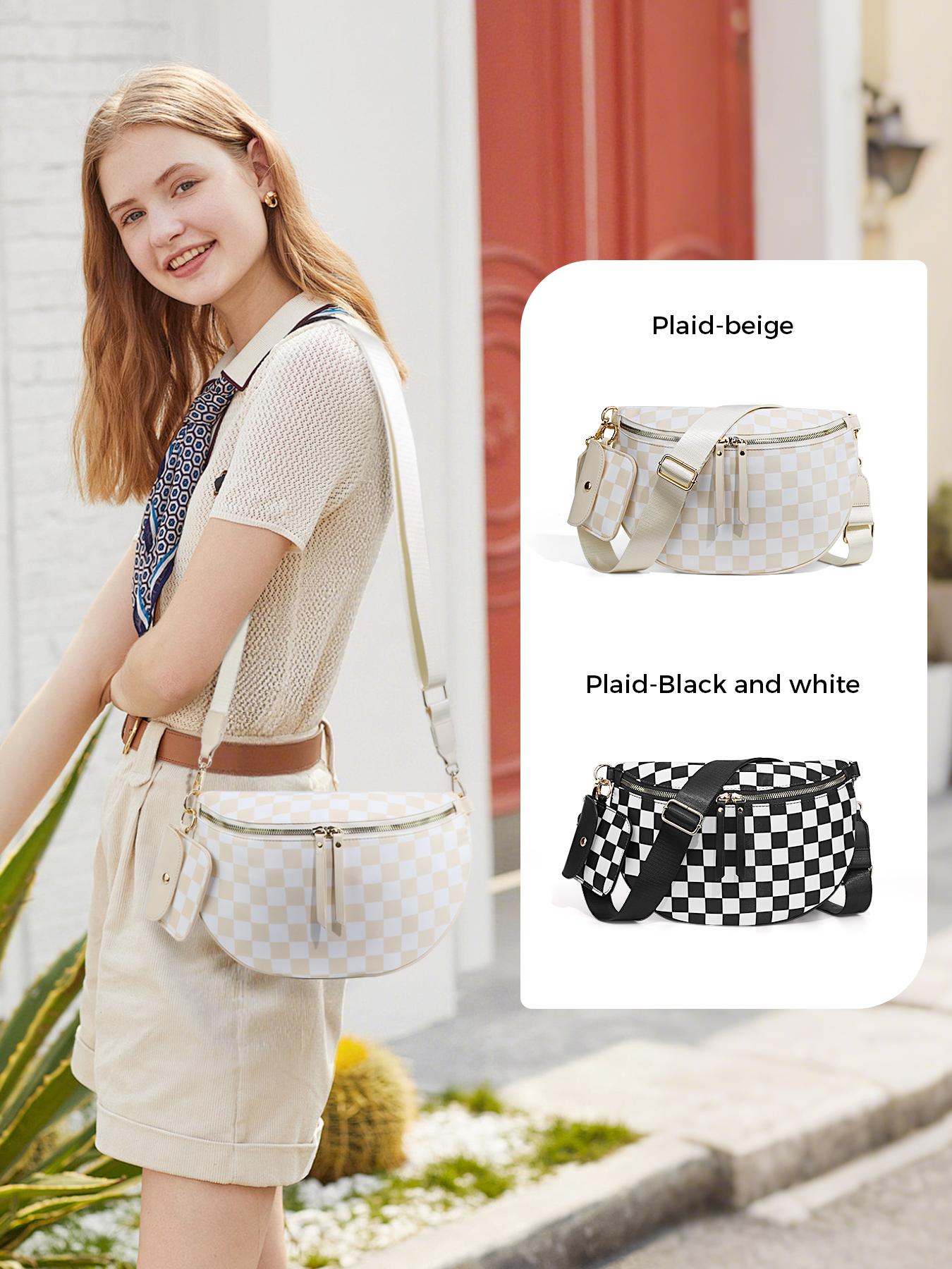 Women's Checked Pattern Crossbody Bag & Coin Puse, Fashionable PU Leather Bag Set, Casual Trendy Versatile High-quality Daily Commuting Bag