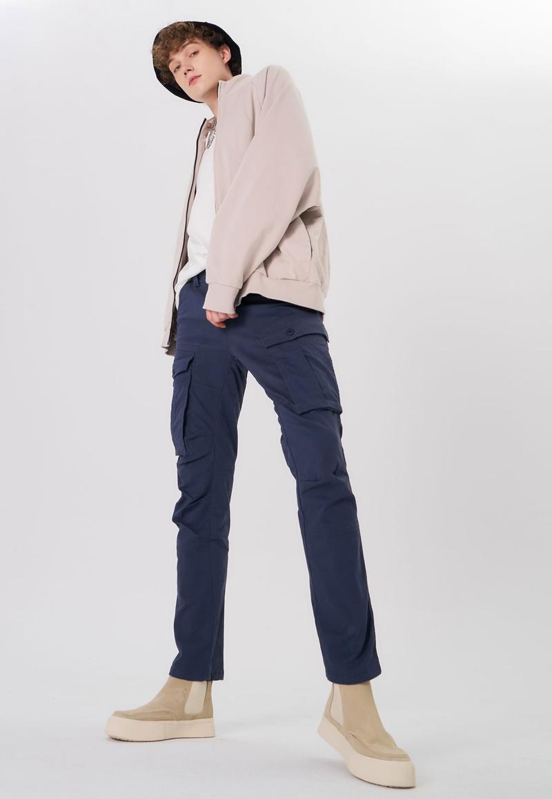 Plaid&Plain Men's Cargo Pants Slim Fit with Articulated Knees C804