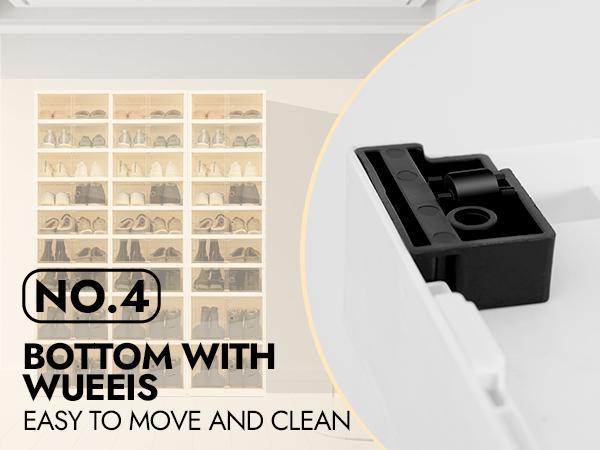 NLDD's 9-Level Clear Shoe Rack Revolution: Collapsible-Expandable Organizer for 18 Pairs, Compact Closet Essential with Transparent Boxes, Wheels Springtok Plastic shoe rack organizer Cabinet Light