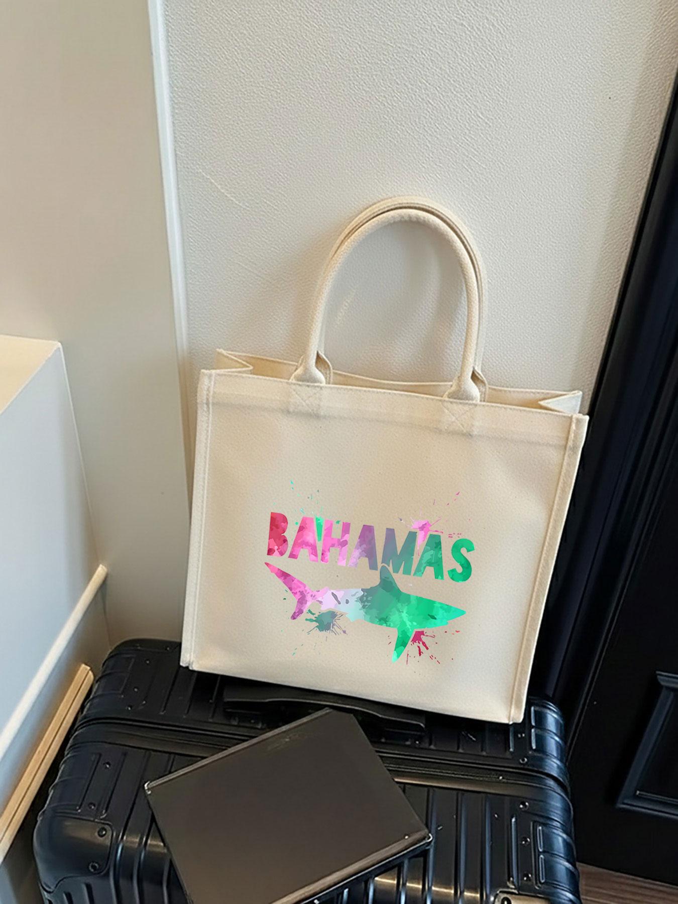 Workout and yoga handbags Bahamas Dolphin Artistic Design Soft Suitable for supermarkets,school trips-handbag and shoulder tote