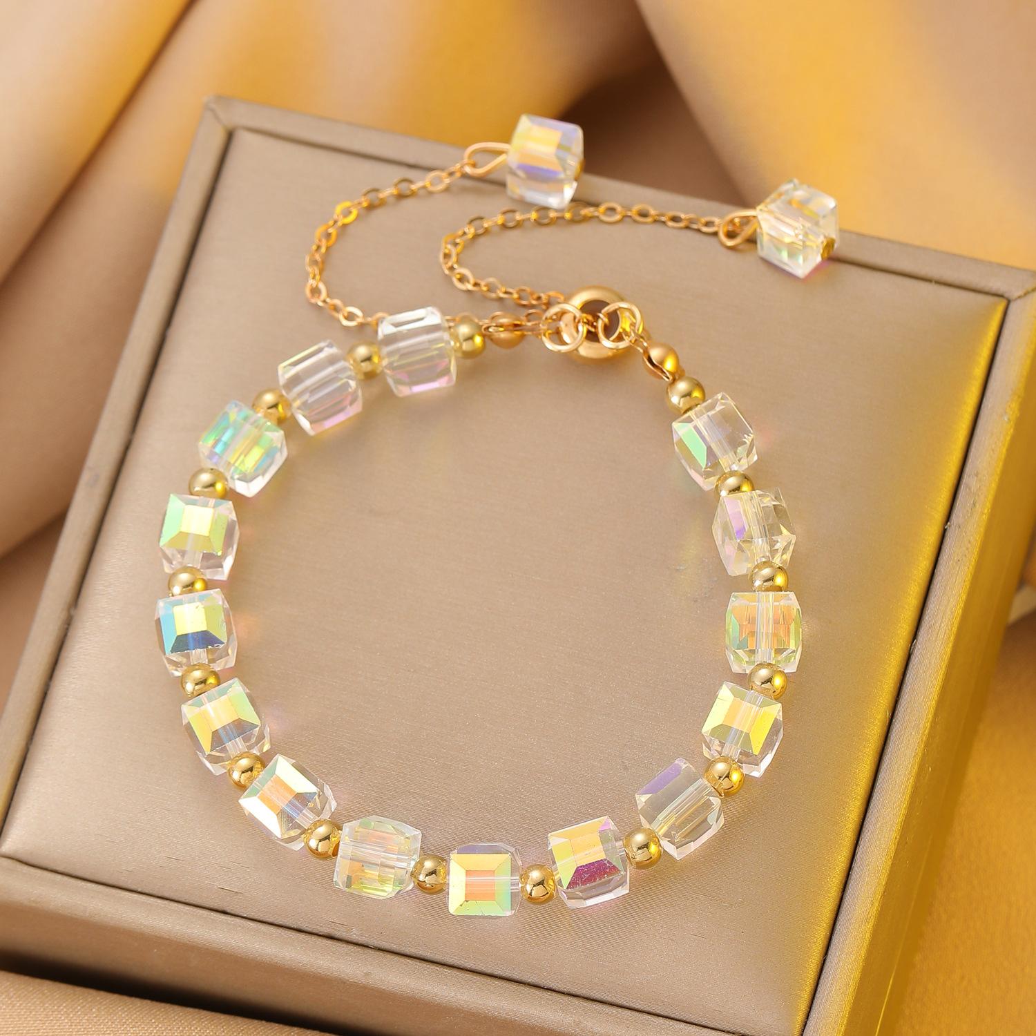 20pcs Cube Beads, Square Glass Beads, DIY Bracelet Necklace Earring Accessories, Perfect Gift, Party Decorative Beads