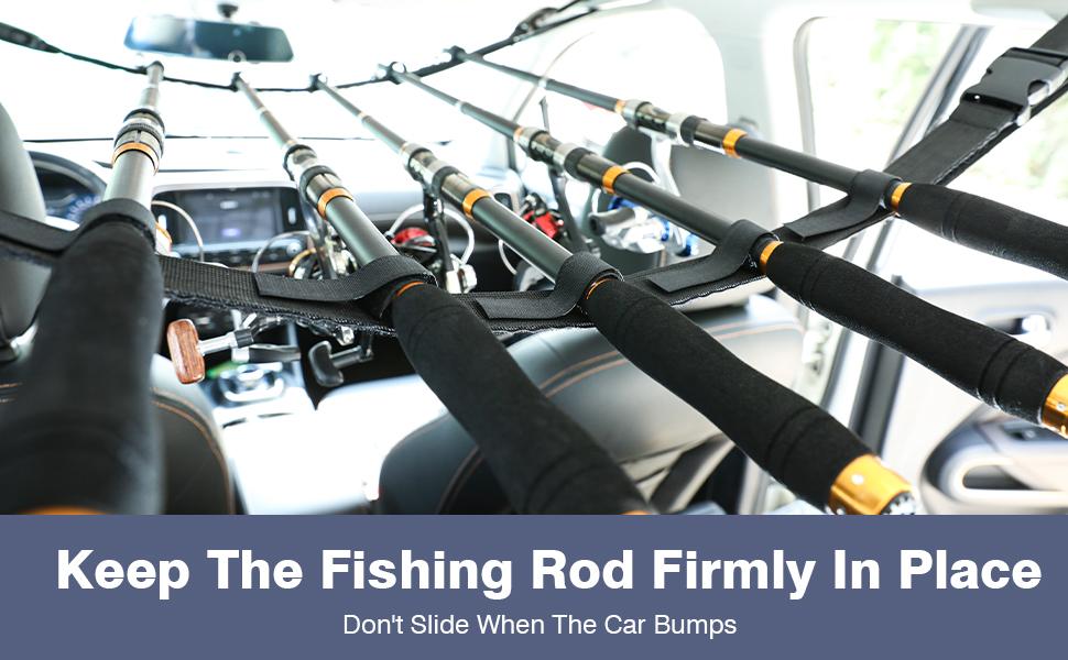 MOKO Vehicle Fishing Rod Holder, Car Fishing Pole Roof Rack Inside, 5 Rod Capacity, Heavy Duty Adjustable 30-54 Inch, Fishing Rod Carrier Fishing Pole Storage Straps for Truck Car SUV Wagons Van MOKO Vehicle Fishing Rod Holder, Car Fishing Pole Roof Rack Inside, 5 Rod Capacity, Heavy Duty Adjustable 30-54 Inch, Fishing Rod Carrier Fishing Pole Storage Straps for Truck Car SUV Wagons Van