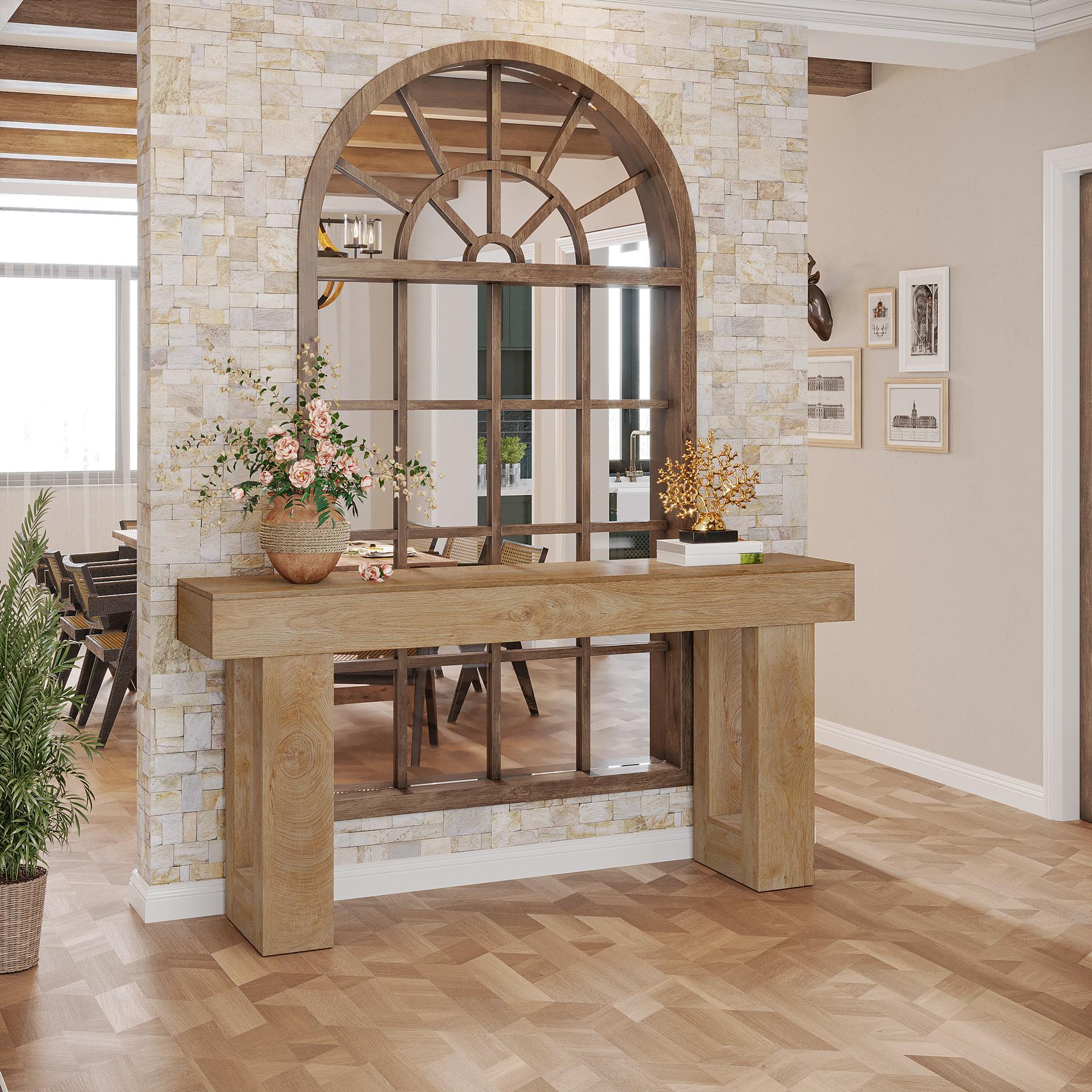 LITTLE TREE 63-Inch Long Console Table, Wooden Rectangular Sofa Table Behind The Couch, Farmhouse Entryway Table for Entrance, Hallway, Living Room LITTLE TREE 63-Inch Long Console Table, Wooden Rectangular Sofa Table Behind The Couch, Farmhouse Entryway Table for Entrance, Hallway, Living Room