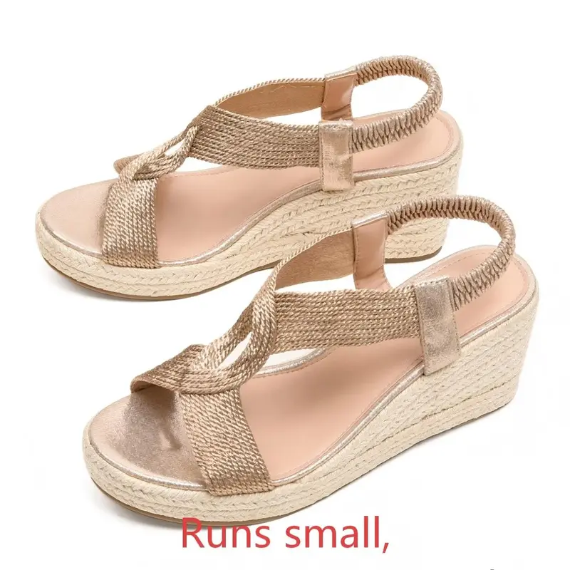 Women's Summer Essential Fashionable Wedge Sandals, Boho Style Rope Weave, Comfortable Heel Lift, Perfect for Vacation & Daily Wear