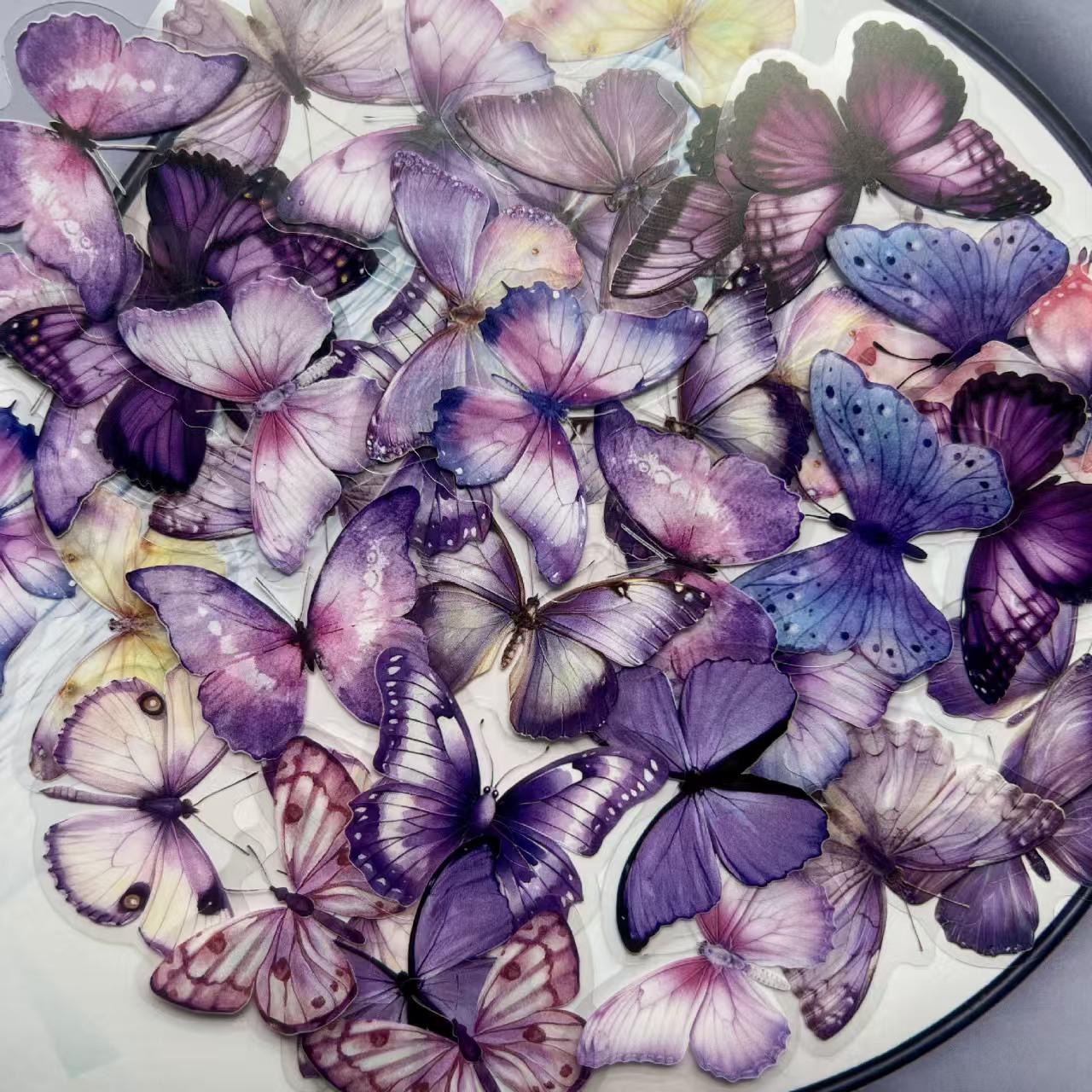 Cute Butterfly Sticker Pack, 40 Pcs Pet Transparent Waterproof DIY Decorative Stickers, Perfect for Water Cups and Crafts