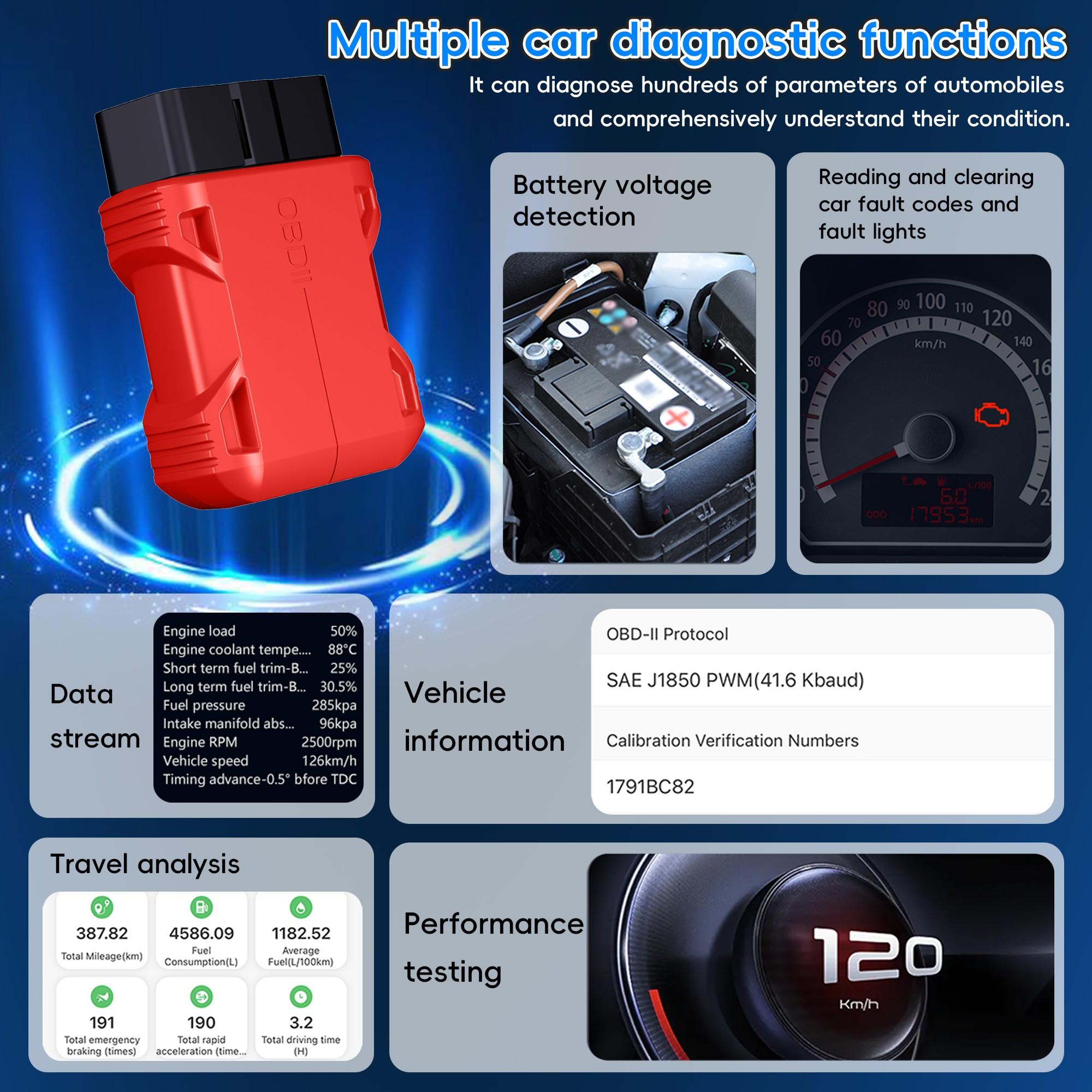 Wireless Obd2 Scanner, Bluetooth-compatible Dual-Direction Full System Diagnostic Tool, Compatible with iOS and Android, Car Code Reader