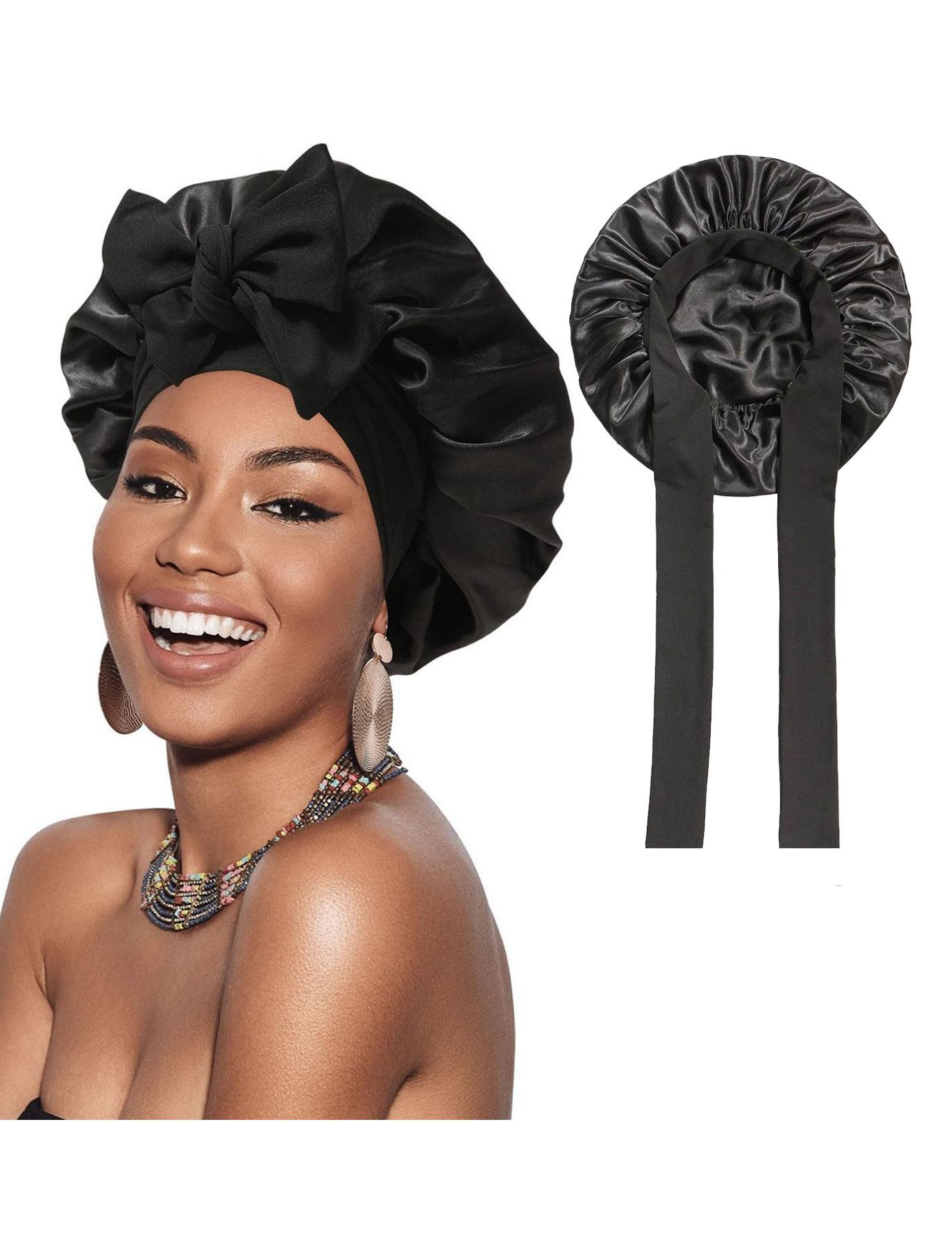 Women's Elastic Band Satin Sleep Cap, Adjustable Satin Bonnet, Silk-Like Bow Hair Hat, Casual Home Daily Hair Care, Soft Stretchy Fabric, All Seasons