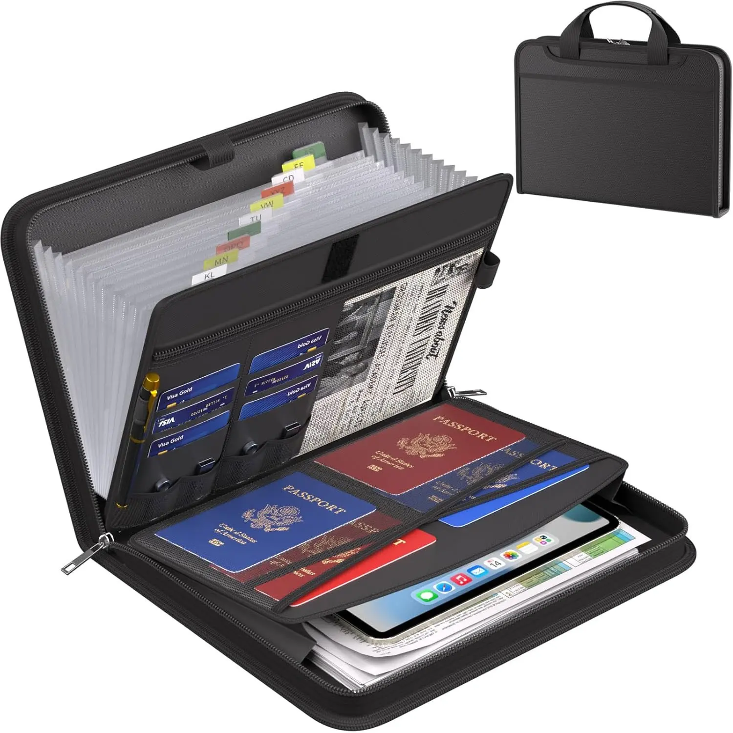 Engpow Acordion File Organizer, Accordion Folder, Fireproof Expandable File Bag (13 Layers), with Handle and Labels, Portable Safe Storage, A4 Size