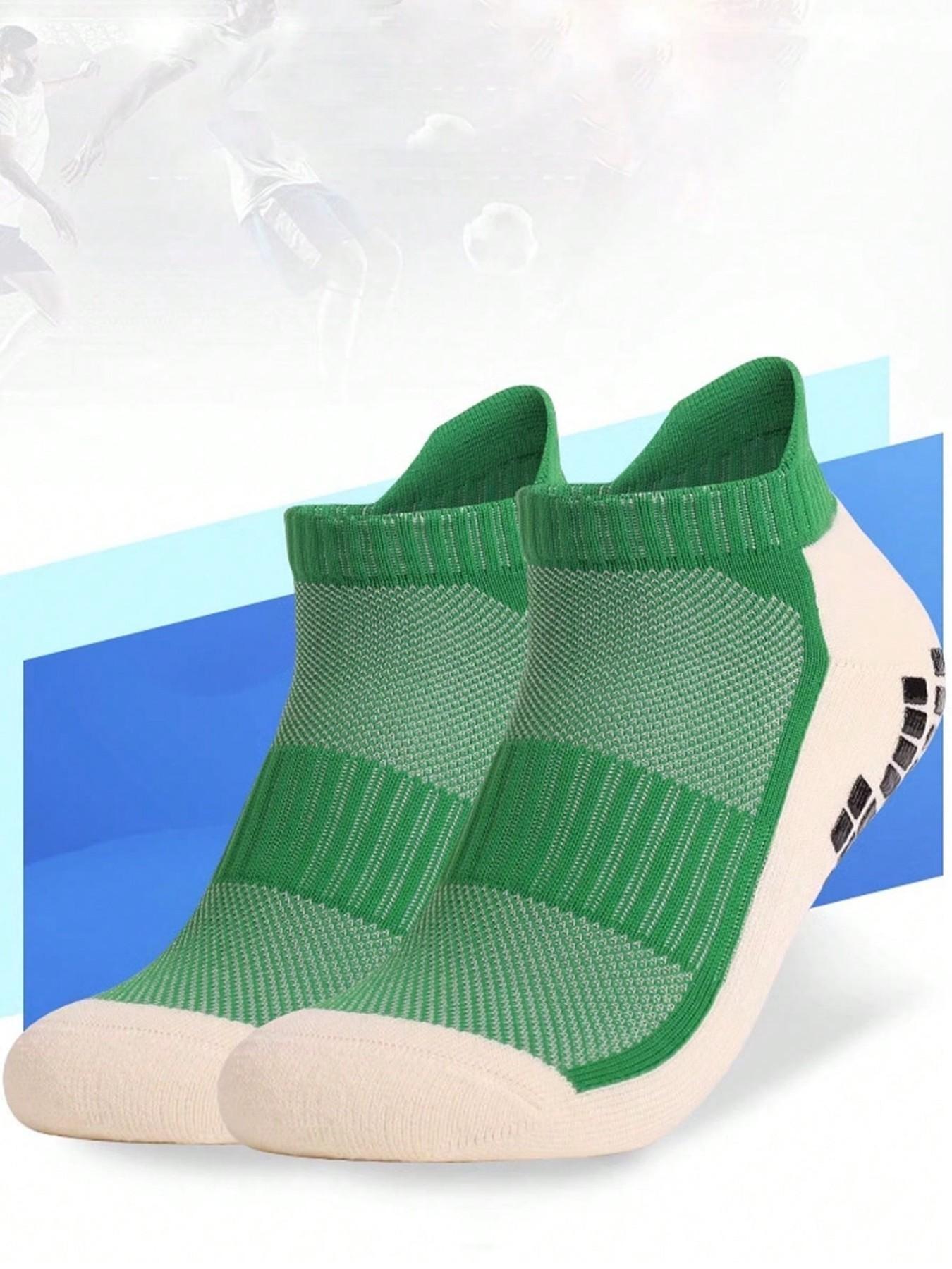 Men's Sporty Colorblock Socks, Anti-Slip Silicone Dots, Breathable Mesh, Sweat-Wicking, Soft and Comfortable, All-Season Football Training Socks