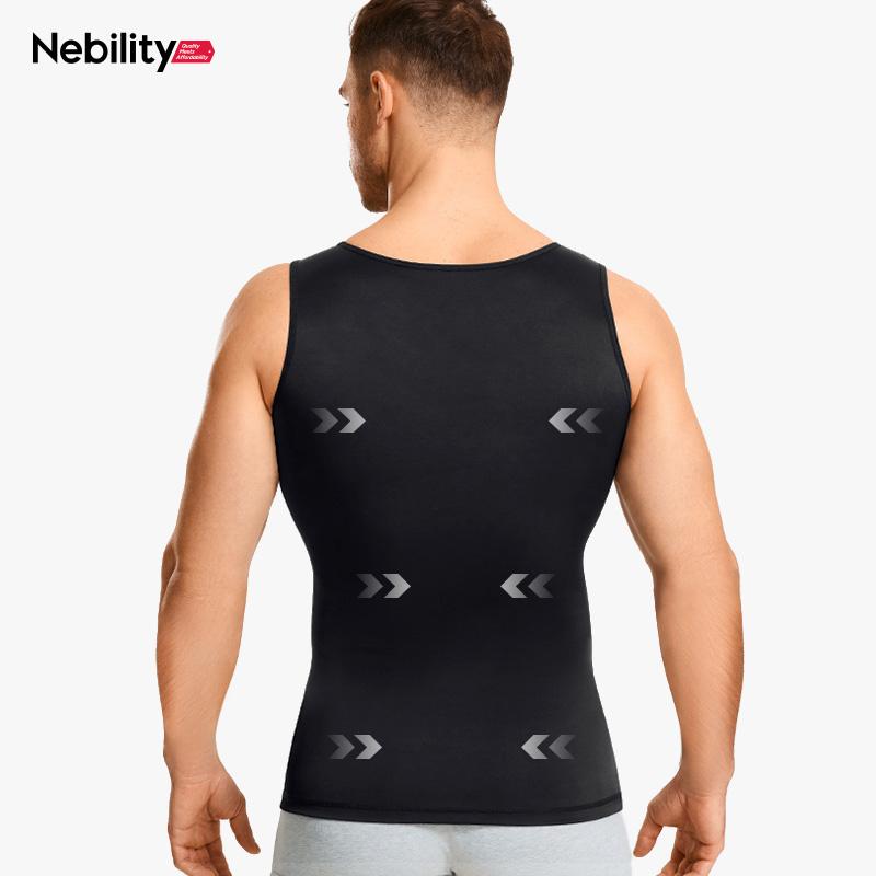 Nebility Men's Sleeveless Crew Neck Belly Compression Tank Activewear Menswear Tank Top Straps Undershirt Menswear