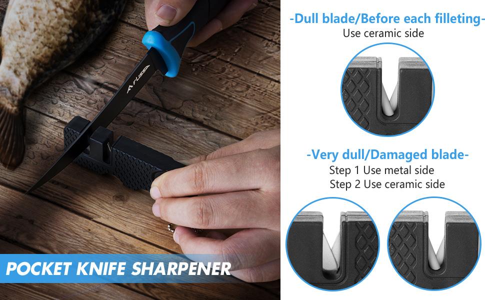 #JumpstartSale FLISSA Fillet Knife Set, Boning Knife & Bait Knives with Sharpener, Protective Sheath, Belt Clip, Non-Slip Handle, Portable Pouch & Corrosion Resistant Coating Blade, for Fresh or Saltwater (4-Pack)