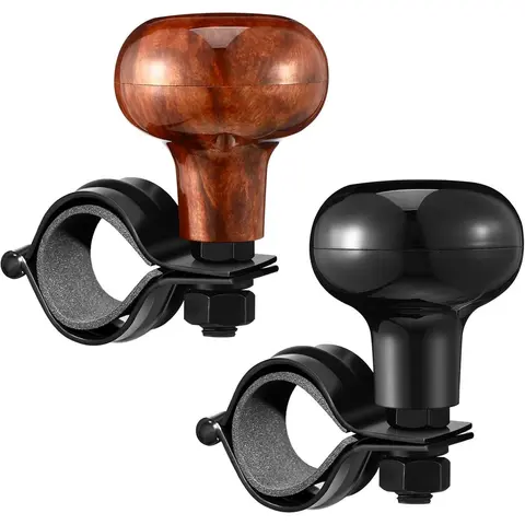 2-Piece Round Car Steering Wheel Knob Spinner - 360° Rotation, 10/2 O'clock Grip, Faster Handling, Tight-Spot Control, Increase Torque, Beginners-Friendly, Car & Truck Interior Accessories, Safer Lane Merging