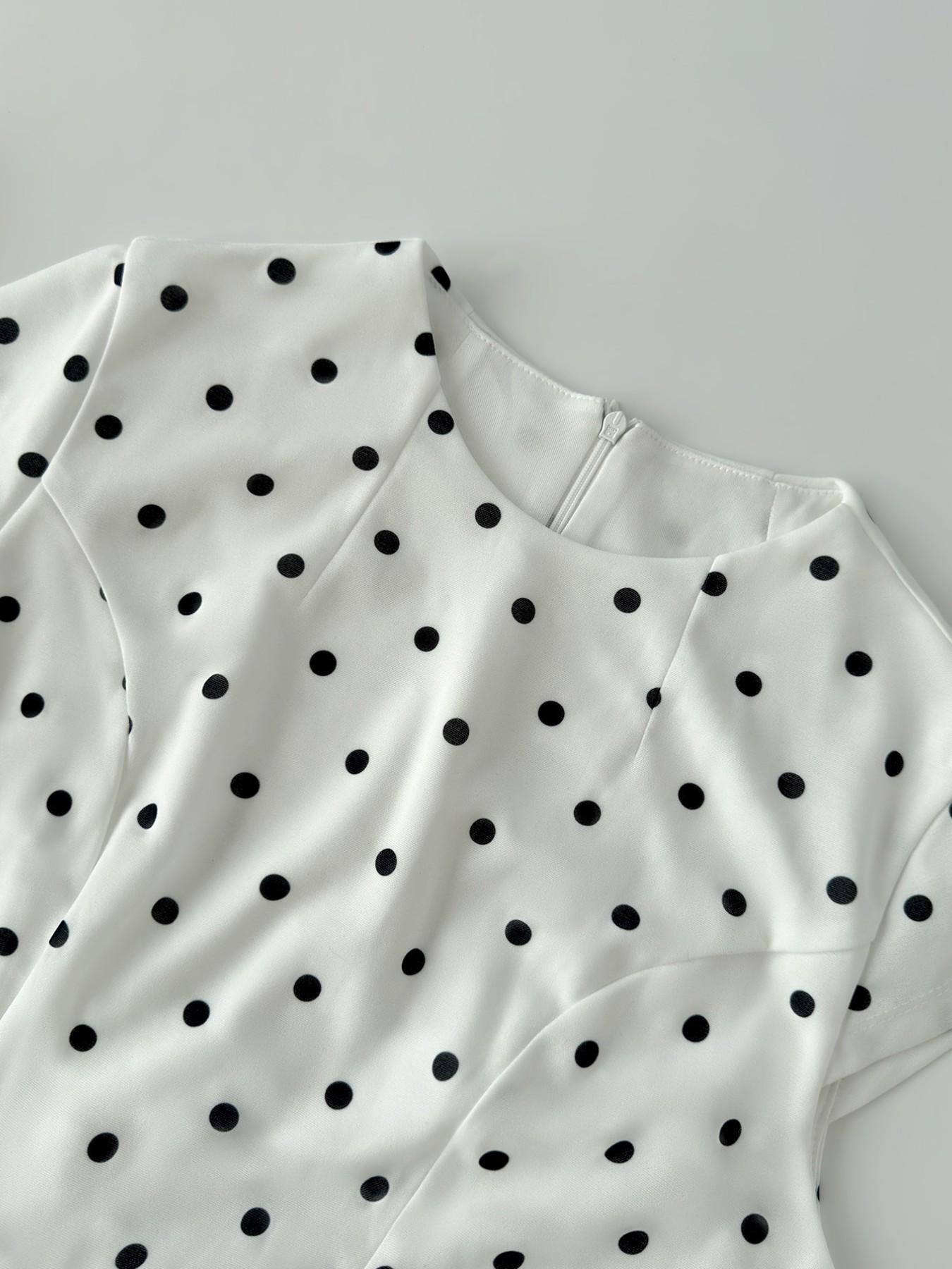 White Polka Dot Cap Sleeve Maxi Dress Women Round Neck A-Line Full Skirt Elegant Boho Formal Party Dress Wedding Guest Outfit Summer Going Out Fashion, Wedding Guest Dresses, Womenswear