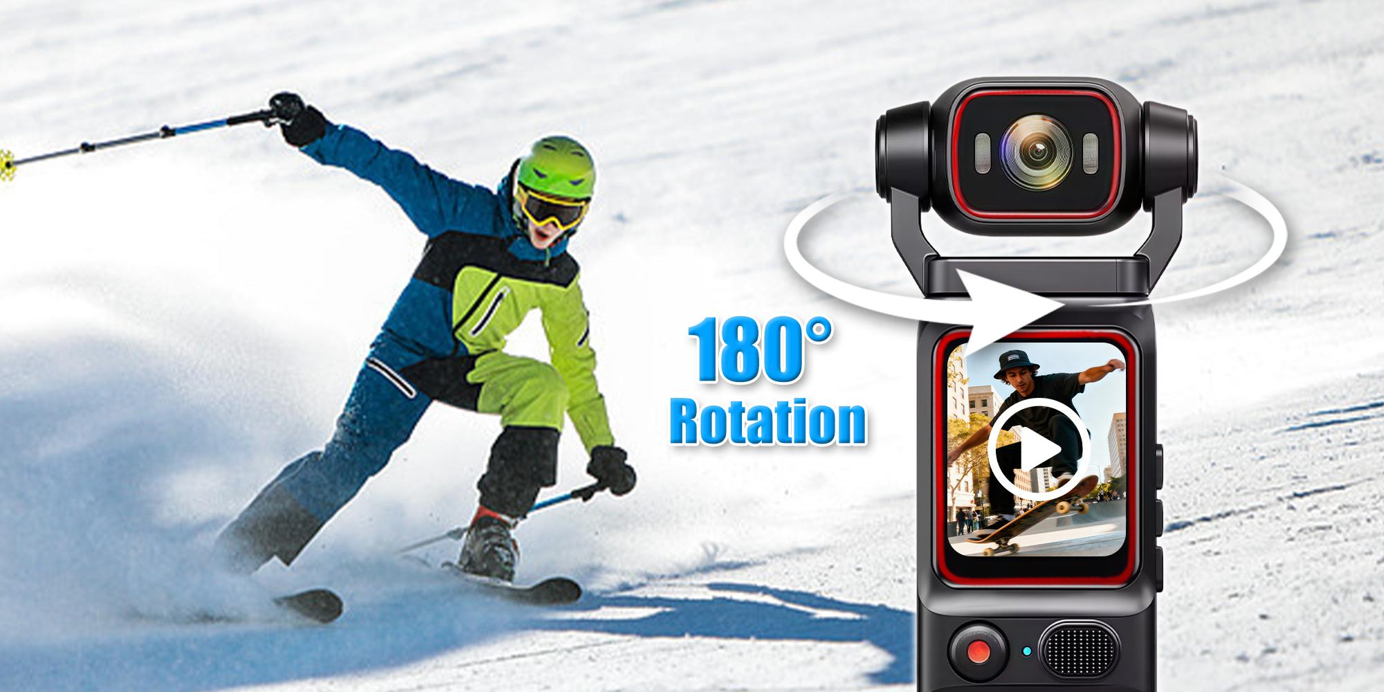 2k HD Sports Camera, Portable Action Cam with 1.69 Inch Screen, WiFi, 180 Degree Rotation, Night Vision, Ideal for Outdoor Activities