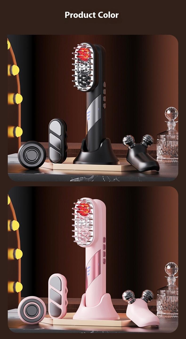 Portable 4-in-1 intelligent electric vibrating scalp massager with silicone brush, suitable for applying hair oil and promoting hair growth, head and scalp massage tool