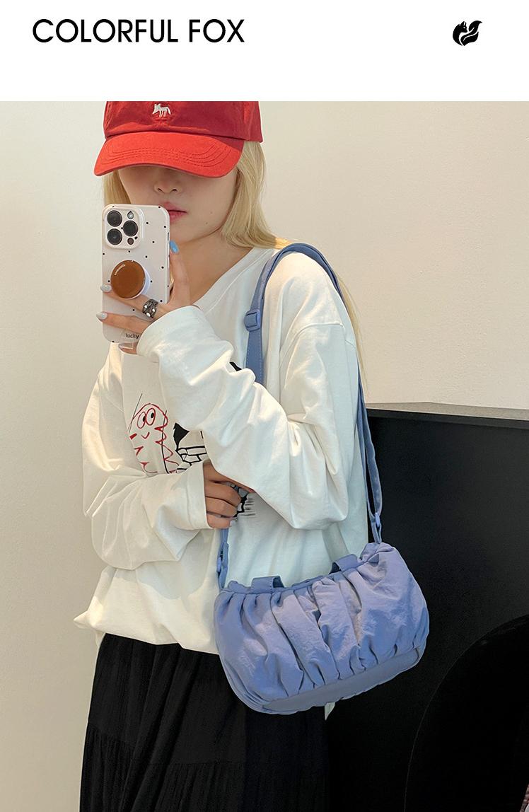 Soft Ruched Cloud Shoulder Bag, Lightweight Casual Crossbody Purse, Multi-Color Versatile Tote for Daily & Streetwear outdoorfun
