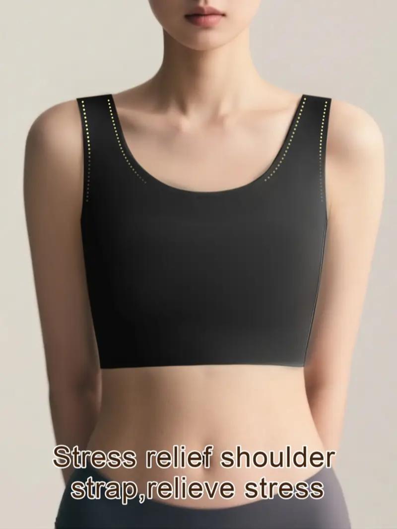 Wireless invisible strapless vest, women's seamless corset bra, wide shoulder strap design, light and breathable fabric, girls disguise as boys, tomboy corset underwear, large and small chest effect, flat chest shaping, Seamless Sports Bras
