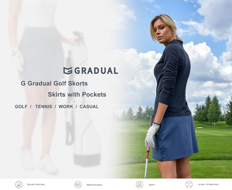 G Gradual Women's Golf Skirts Skort 4 Side Pockets High Waisted Stretchy Tennis Skirt with Short Athletic Casual G Gradual Women's Golf Skirts Skort 4 Side Pockets High Waisted Stretchy Tennis Skirt with Short Athletic Casual