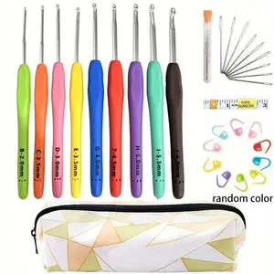 Handmade Rainbow Soft Handle Crochet Hooks, Tpr Soft Handle Solid Aluminum Crochet Hook Set, Yarn Needles for Crafting
